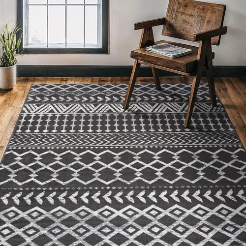 Vista 18 de CAMILSON Alfombras modernas de lujo con diamantes abstractos de 5 x 7 pies, suave, resistente a las manchas, fácil limpieza, no desprende pelo