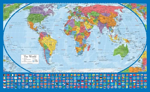 Vista 8 de Mapa del Mundo Azul Equal Earth (Amarillo, 1-EE-YELLOW-WORLD, 18" x 29")