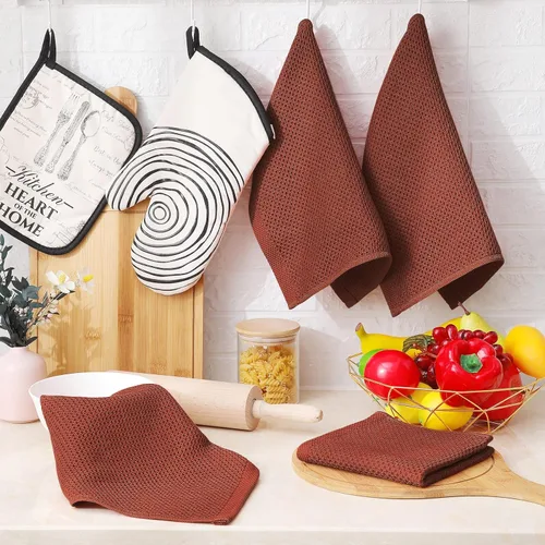 Vista 15 de Homaxy Paños de cocina de 100% algodón con tejido de gofre, ultra suaves, absorbentes, de secado rápido, 12 x 12 pulgadas, paquete de 6, amarillo