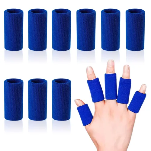 Vista 7 de Fundas protectoras para dedos, 10 fundas deportivas para dedos, soporte elástico para el pulgar, para baloncesto, golf, manga de dedos de primera