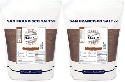 Vista 7 de Sal marina ahumada de madera de aliso, bolsa de 2 libras de grano fino de San Francisco Salt Company