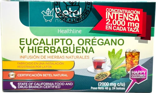 Vista 4 de Té de eucalipto, orégano y hierbabuena de Betel Natural - Defensas más saludables fáciles - 24 bolsas de té
