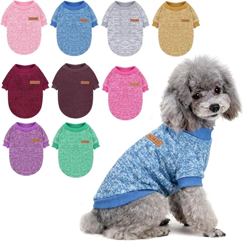 Vista 10 de Suéter clásico de punto para perro Idepet, abrigo de vellón suave, suéter para perro cálido y grueso, para invierno, prenda para perros y gatos