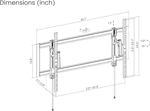 Vista 8 de ynVISION.DESIGN Soporte de pared resistente para televisores de 55 a 105 pulgadas Soporte de TV de 100 pulgadas VESA 1000 x 600 Capacidad