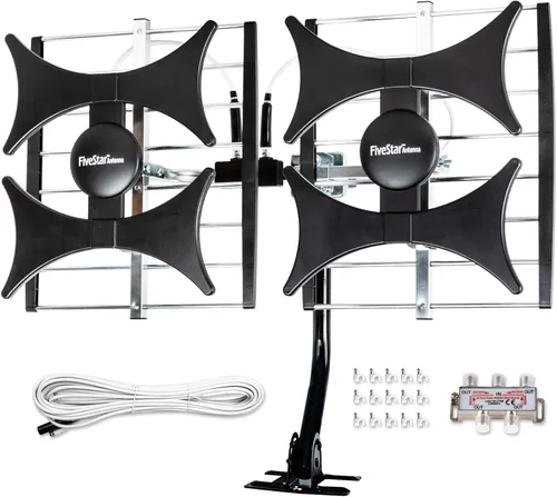 Vista 9 de Five Star Antena amplificada multidireccional de 4 V HDTV, alcance de hasta 200 millas, UHF/VHF, interior, ático, exterior, 4K Ready 1080P FM
