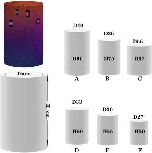 Vista 3 de NIVIUS PHOTO Cubierta cilíndrica de la India Bollywood para decoración de fiesta, elástica, elástica, elastano, pedestal NO-1399