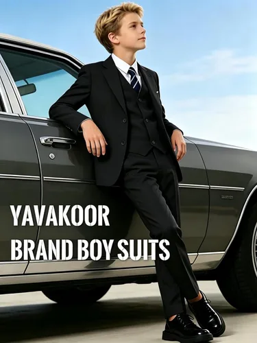 Vista 5 de Trajes para niños para portador de anillos de boda formal, traje de Negro (corbata)