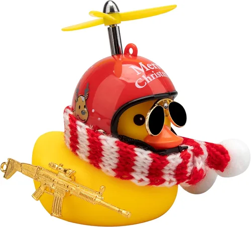Vista 18 de wonuu Decoraciones de pato de goma para automóvil, lindos adornos de pato amarillo para tablero de instrumentos con hélice