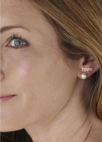 Vista 4 de Aretes de perlas de tuerca Renkovte para mujer, aretes planos de perlas con cierre de tuerca para hélice de cartílago, aretes de cartílago, joyería