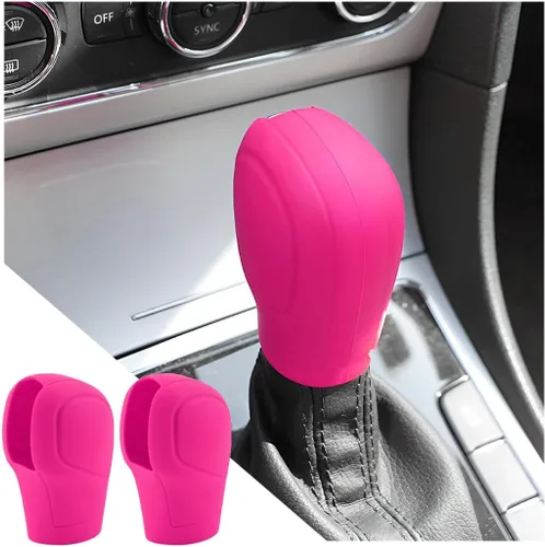 Vista 12 de AICEL 2 fundas para pomo de palanca de cambios de automóvil, funda protectora de palanca de cambios automática de silicona elástica para automóvil