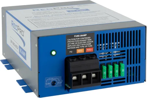 Vista 16 de RecPro Convertidor para RV de 75 Amp Convertidor de energía para RV y cargador de batería Carga inteligente de 4 etapas 120VAC a 12VDC Rango