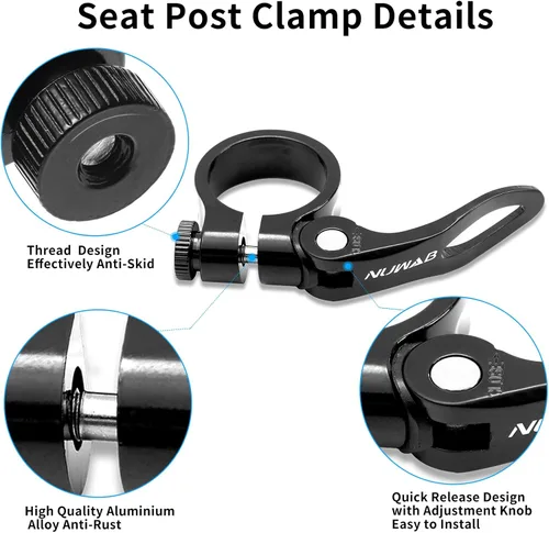 Vista 2 de NUWAB Abrazadera de poste de asiento de bicicleta premium, collar de tija de sillín de liberación rápida para bicicleta con aleación de aluminio
