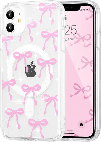 Vista 82 de UEEBAI - Funda magnética para iPhone 11, diseño de lazo, compatible con MagSafe, funda transparente delgada inalámbrica, antiamarilleo, a prueba