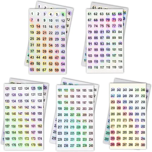 2 juegos de pegatinas numéricas (número 1-300), pegatinas holográficas autoadhesivas para organizar botellas de esmalte de uñas/palitos de muestra