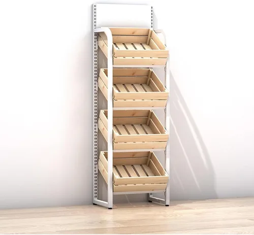 Vista 8 de Shelves Commercial Supermarket Fruits & Vegetables Shelf, Large Snack Candy Display Rack Onion Potato Stands, 4-Tier Concession Display Stand for