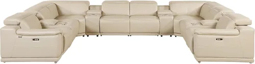 Vista 435 de BlackJack Furniture Venice - Sofá modular de cuero italiano de grano superior de 5 piezas con 3 reclinables eléctricos, reposacabezas ajustable