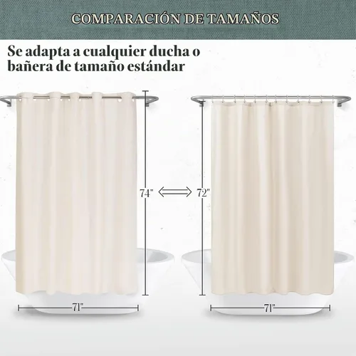Vista 7 de Cortina de ducha o forro de PEVA sin gancho - Cortina de ducha de baño resistente de 8G color beige sin ganchos requeridos, impermeable, libre