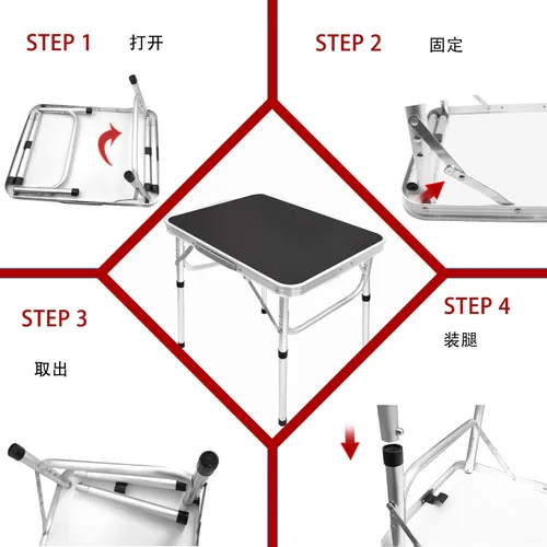 Vista 4 de Camp Field Mesa pequeña plegable de aluminio, altura ajustable, mesa de campamento portátil ligera para picnic, playa, al aire libre e