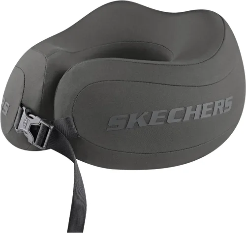 Vista 9 de Skechers Almohada cervical para viajar, almohada cervical de viaje de espuma viscoelástica para avión, almohada de viaje para dormir en vuelo Negro