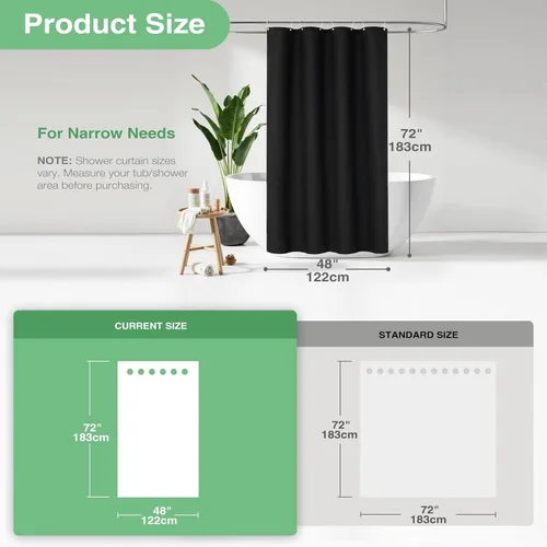 Vista 612 de Cortina de ducha de tela Dynamene verde oscuro - Cortinas de baño de tela de nido de abeja texturizadas resistentes, juego de cortinas de baño