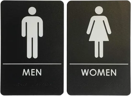 Hecho en EE.UU. - Letreros de Baños para Hombres y Mujeres Compatibles con ADA, Señales de Puertas de Baño para Oficinas, Negocios y Restaurantes,
