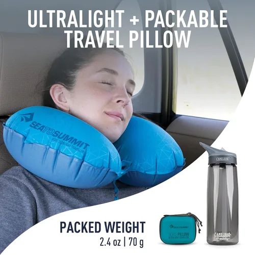 Vista 2 de Sea to Summit Aeros Ultralight Traveler - Almohada inflable para el cuello, color aguamarina