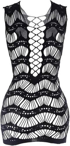 Lencería de red para mujer, ropa de dormir transparente de una pieza con cuello en V, mini vestido, talla única