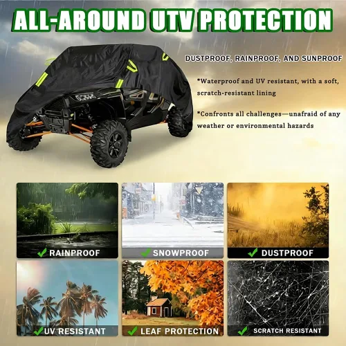 Vista 6 de UTV Cover for CFMoto UForce LE 2003-2022, Heavy Duty All Weather Side by Side SXS Storage Cover Outdoor Rain Sun Dust Protection with Straps Elastic
