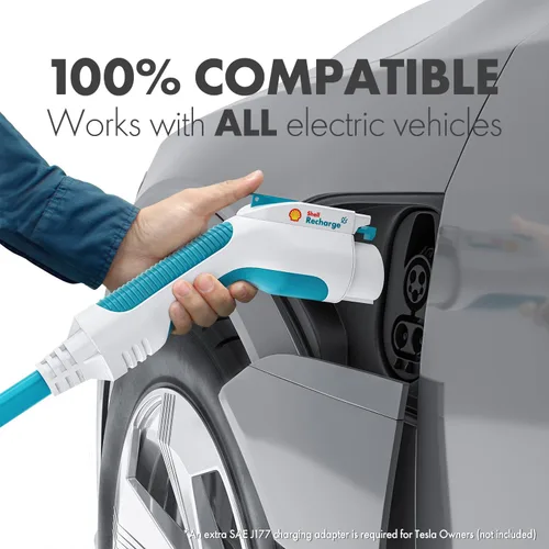 Vista 3 de SHELL Cargador de vehículo eléctrico Nivel 2 Cargador EV de carga rápida de 40 amperios 240 V EV Estación de carga para el hogar con cable de 30