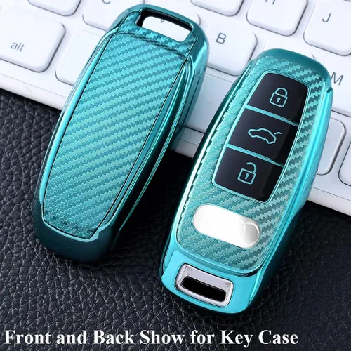 Vista 4 de SANRILY Funda para llavero Audi 2018-2019, carcasa de TPU suave de protección completa compatible con Audi A8 A7 A6 A6L C8 Q8 2020 con control