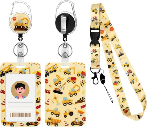 Vista 9 de Cordón con soporte para tarjetas, carrete retráctil con clip para cinturón para tarjetas de identificación, llaves, lindo cordón de cuello de gato