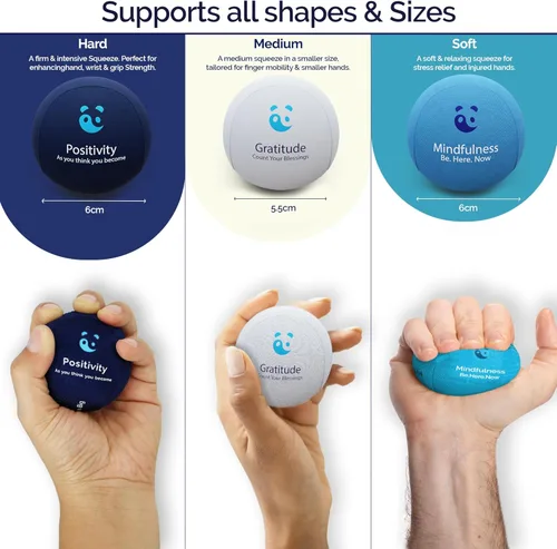 Vista 8 de Mind & Body Stress Balls for Adults - Multi-Density Squeeze Balls for Hand Therapy & Grip Strengthening - Stress & Anxiety Relief - Soft to Triple