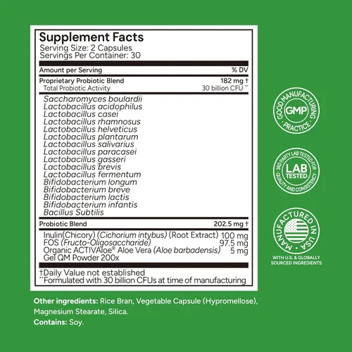 Vista 9 de Univera Probióticos, probióticos y prebióticos 30 mil millones de UFC con aloe vera orgánico -14 cepas, enzimas digestivas para adultos - Vegano