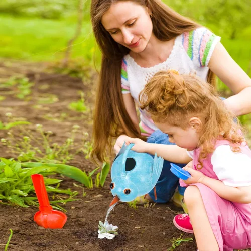 Vista 3 de Regadera de metal linda de pájaro para plantas de interior/exterior, regadera pequeña funcional de jardín, regadera decorativa para plantas de casa