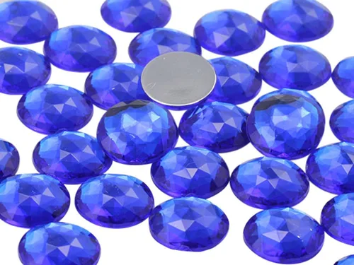 Vista 23 de Joyas de diamantes de imitación acrílicos redondos con parte trasera plana de 0.709 in, adornos de gemas de plástico para cosplay, disfraces