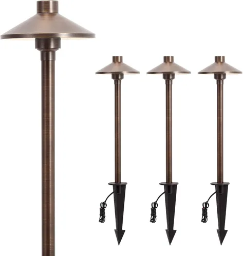 Gardencoin Luces de Camino de Bajo Voltaje de Latón Sólido (Pantalla de 6.7'', 21.9'' de Alto), 12V AC/DC Luces LED de Uso Pesado para Camino de