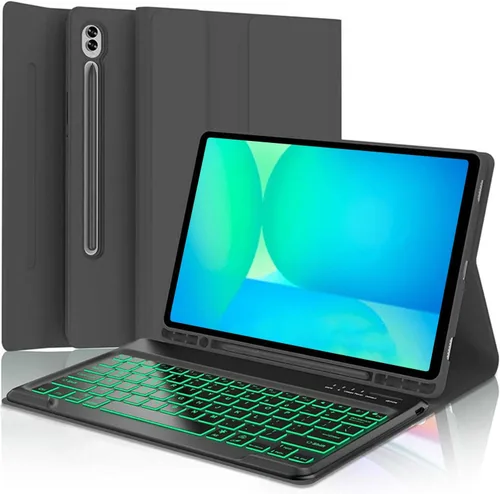 Vista 15 de Funda con teclado para Samsung Galaxy Tab A11 Plus / A9 Plus de 11 pulgadas, con retroiluminación Bluetooth A9+ con soporte para bolígrafo S