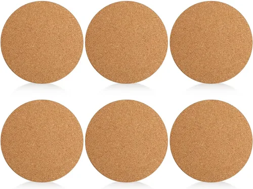 Vista 12 de Boao 6 posavasos redondos absorbentes de corcho de 4 pulgadas, posavasos de madera para plantas, para el hogar, mesa de café, comedor, mesa de madera