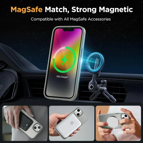 Vista 91 de Miracase - Funda magnética para iPhone 13 de 6.1 pulgadas (compatible con MagSafe) (con 2 protectores de pantalla), protección de grado militar