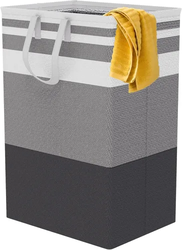 Vista 11 de Canasta de lavandería grande plegable de 75L con asas, cesta de ropa sucia impermeable para dormitorio, canasta de lavandería alta independiente