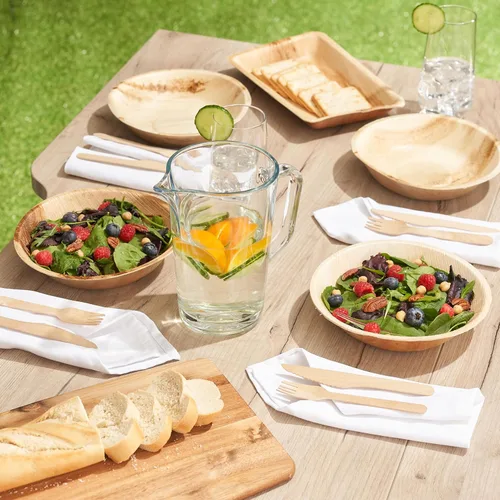 Vista 2 de MATANA Juego de 200 cubiertos de madera desechables 100% naturales (50 tenedores, 50 cuchillos, 50 cucharas, 50 cucharas de postre) cubiertos