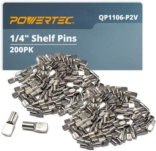 POWERTEC QP1106-P2V - Pinzas para estantes de 1/4 de pulgada, 200 piezas, clavijas de soporte para estantes, estantes de gabinete de cocina,