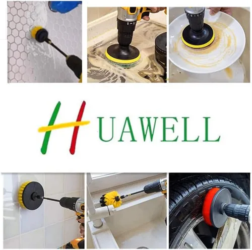 Vista 6 de HUAWELL Juego de 8 cepillos de limpieza para taladro, cepillo de limpieza extendido y largo, multiusos, para superficies de baño, lechada, piso