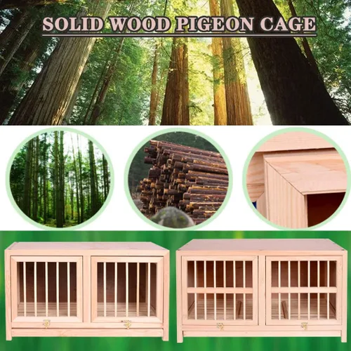 Vista 4 de Jaula para pájaros de madera maciza de gran tamaño, caja nido de paloma interior con bandeja extraíble, fácil de limpiar, necesita instalar