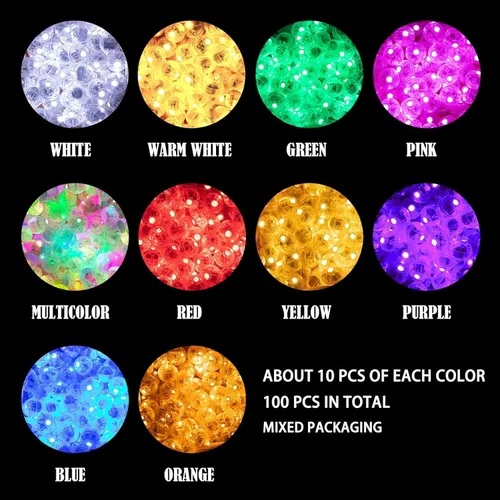 Vista 5 de Aogist - 100 luces de globo, mini luz impermeable de tiempo de espera prolongado y parpadeo, alimentada por pilas, lámpara de bola LED redonda