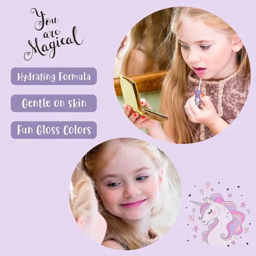 Vista 5 de Expressions Brillo de labios de 14 piezas para niñas, tubos de brillo de labios brillantes, juego de brillo de labios no tóxico, unicornio princesa