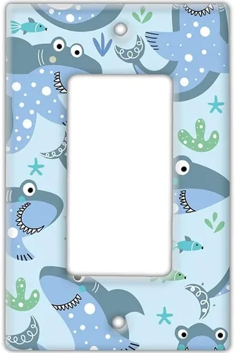 Vista 14 de Decorative Wall Switch Cover Plate - Baby Shark Decor Switch Plate - Makes a Great Nursery Decor With Lots of Blues (Double Blank Cover)