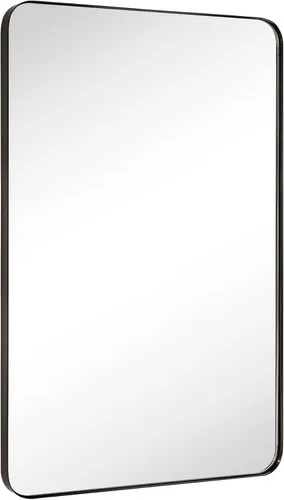 Vista 10 de TEHOME Espejo de baño rectangular redondeado de níquel cepillado de 20 x 30 pulgadas, color plateado cepillado de 30 x 20 pulgadas, espejo