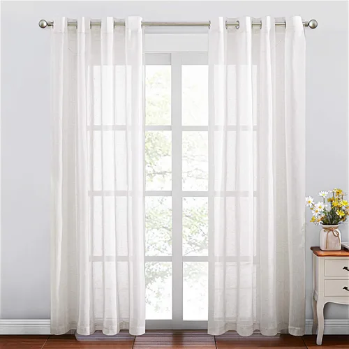 Vista 172 de NICETOWN Cortinas semitraslúcidas para ventana de cocina con ojales, 29 pulgadas de ancho x 24 pulgadas de largo, color blanco, cortinas