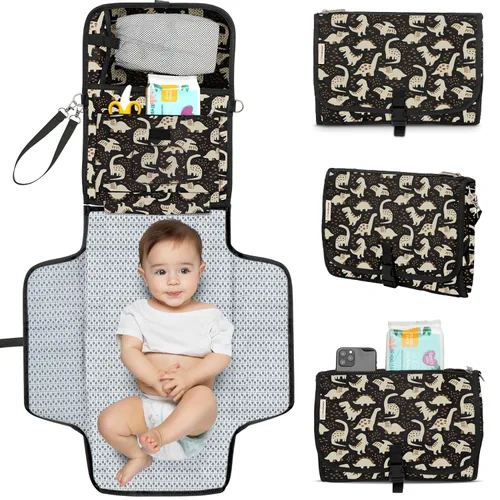 Vista 16 de KeaBabies Cambiador portátil de pañales - Gran alfombra impermeable para cambiar pañales de bebé, abrazadera compacta para pañales de viaje